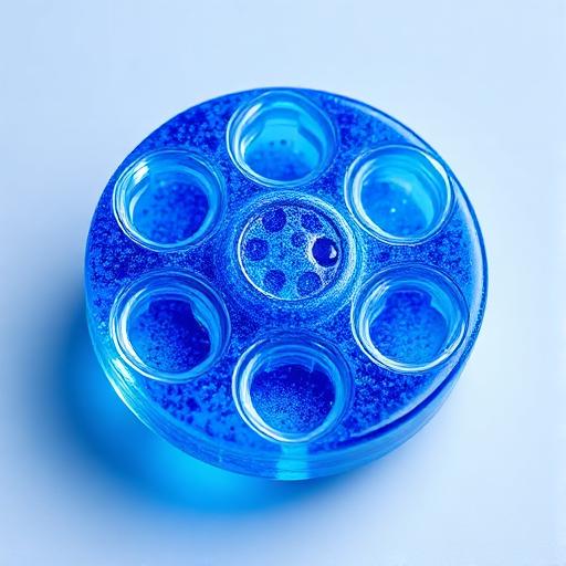 A blue glittery liquid-filled fidget toy
